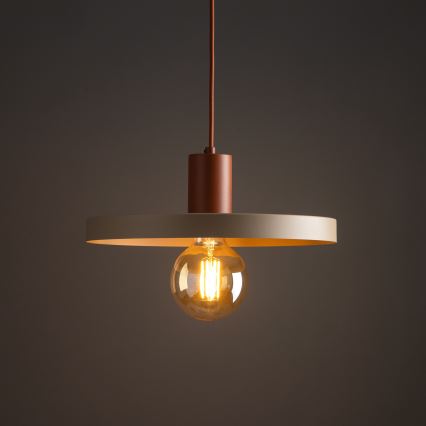Lestenec na vrvici SILA 1xE27/15W/230V pr. 40 cm bež/opečna