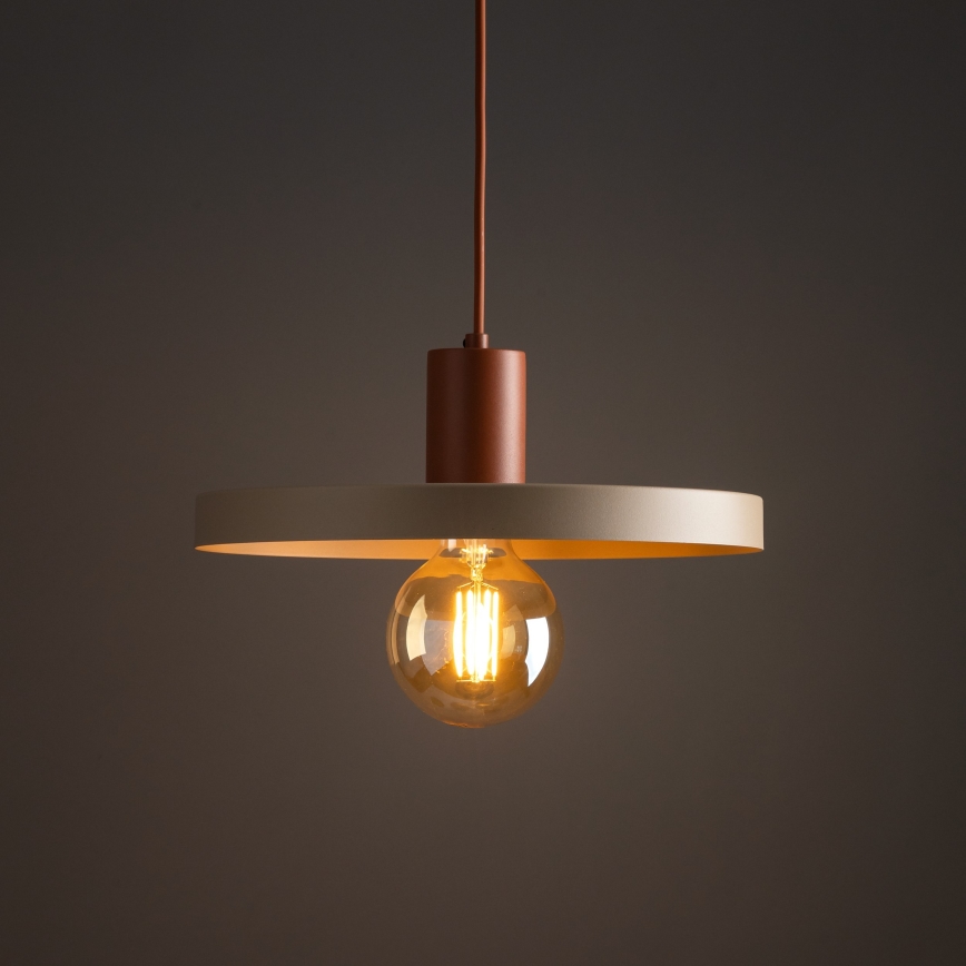 Lestenec na vrvici SILA 1xE27/15W/230V pr. 40 cm bež/opečna