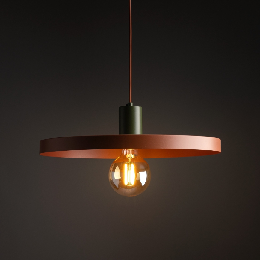 Lestenec na vrvici SILA 1xE27/15W/230V pr. 40 cm opečna/zelena