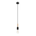 Lestenec na vrvici SIMON 1xE27/60W/230V črna/buk