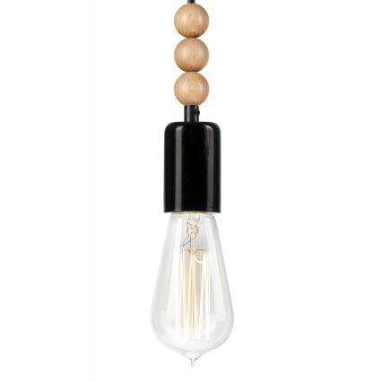 Lestenec na vrvici SIMON 1xE27/60W/230V črna/bukev