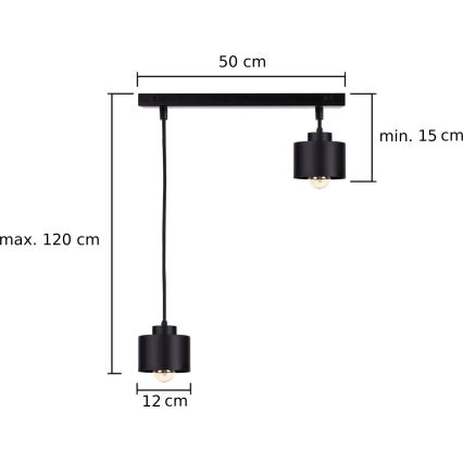 Lestenec na vrvici SIMPLY BLACK 2xE27/60W/230V