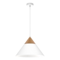 Lestenec na vrvici SINGLE 1xE27/15W/230V bela/bukev