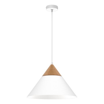 Lestenec na vrvici SINGLE 1xE27/15W/230V bela/bukev