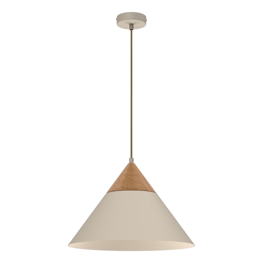 Lestenec na vrvici SINGLE 1xE27/15W/230V bež/bukev