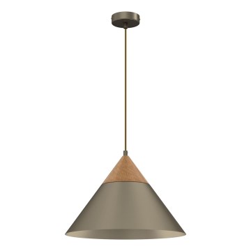 Lestenec na vrvici SINGLE 1xE27/15W/230V medenina/bukev