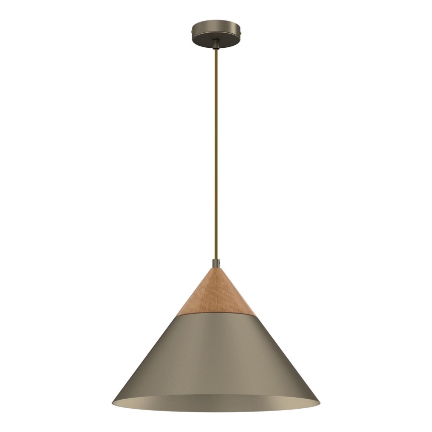 Lestenec na vrvici SINGLE 1xE27/15W/230V medenina/bukev