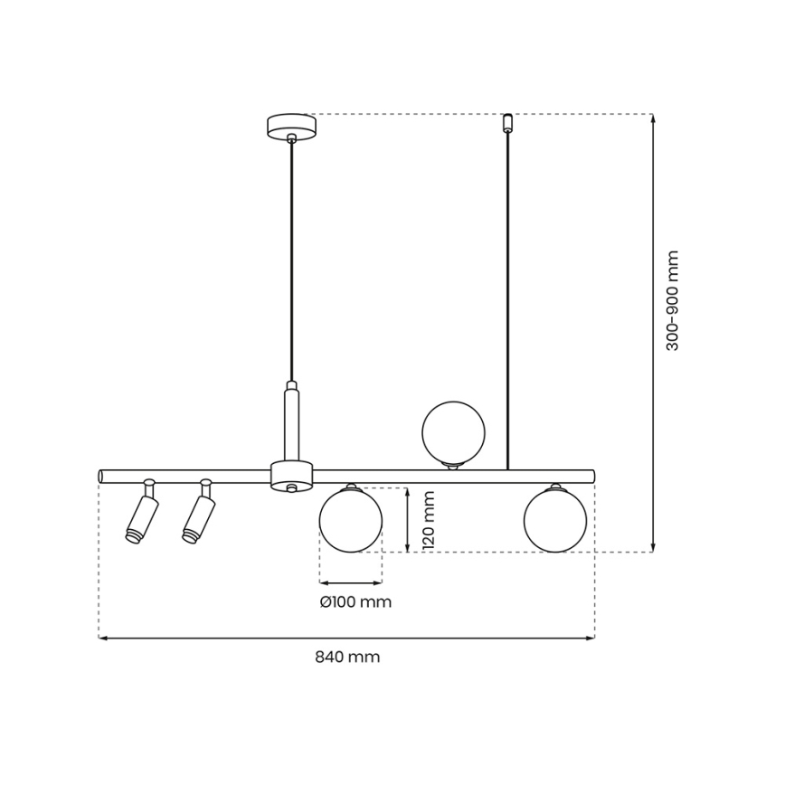 Lestenec na vrvici SIRIO 5xG9/25W/230V črna