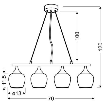 Lestenec na vrvici SIRIUS 4xE27/60W/230V