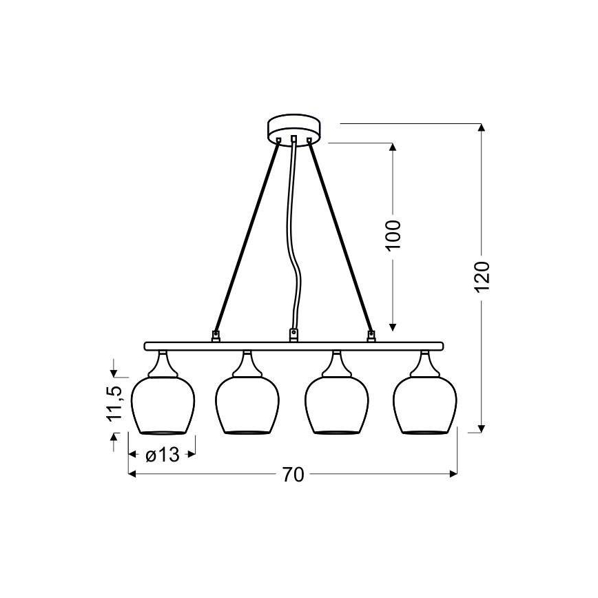 Lestenec na vrvici SIRIUS 4xE27/60W/230V