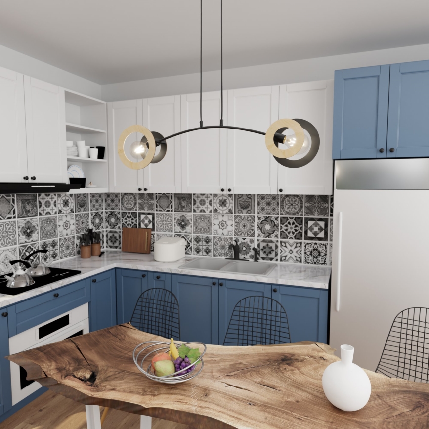 Lestenec na vrvici SKIVA 2xE27/15W/230V črna/bež