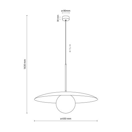 Lestenec na vrvici SLATE 1xE27/15W/230V pr. 65 cm opečna