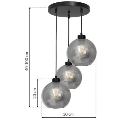 Lestenec na vrvici SOFIA 3xE27/60W/230V črn