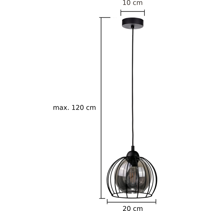 Lestenec na vrvici SOLO BLACK 1xE27/60W/230V