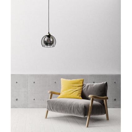 Lestenec na vrvici SOLO BLACK 1xE27/60W230V črna/zlata