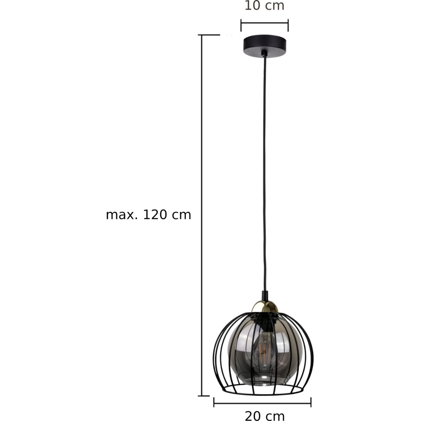 Lestenec na vrvici SOLO BLACK 1xE27/60W230V črna/zlata
