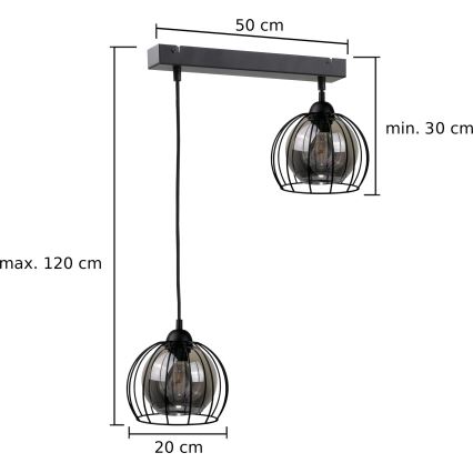 Lestenec na vrvici SOLO BLACK 2xE27/60W/230V