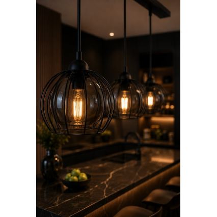 Lestenec na vrvici SOLO BLACK 3xE27/60W/230V