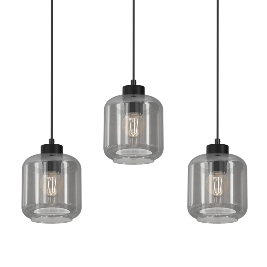 Lestenec na vrvici SOMBRA 3xE27/60W/230V siva