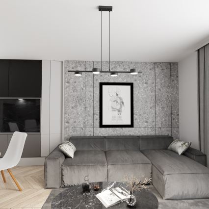 Lestenec na vrvici SORA 4xGX53/12W/230V črna