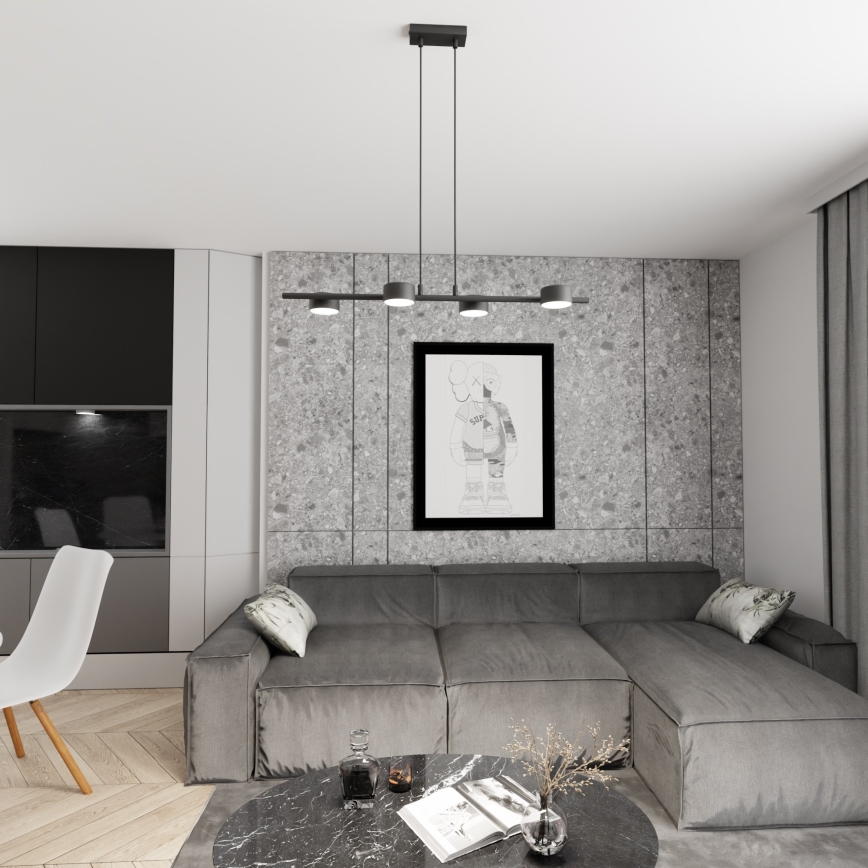 Lestenec na vrvici SORA 4xGX53/12W/230V črna