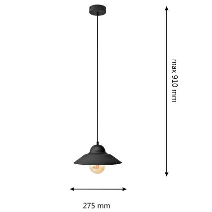 Lestenec na vrvici SORAPIS 1xE27/15W/230V črna