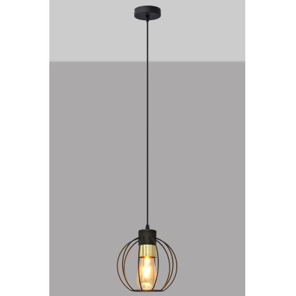 Lestenec na vrvici STARLIGHT 1xE27/15W/230V črn/zlata
