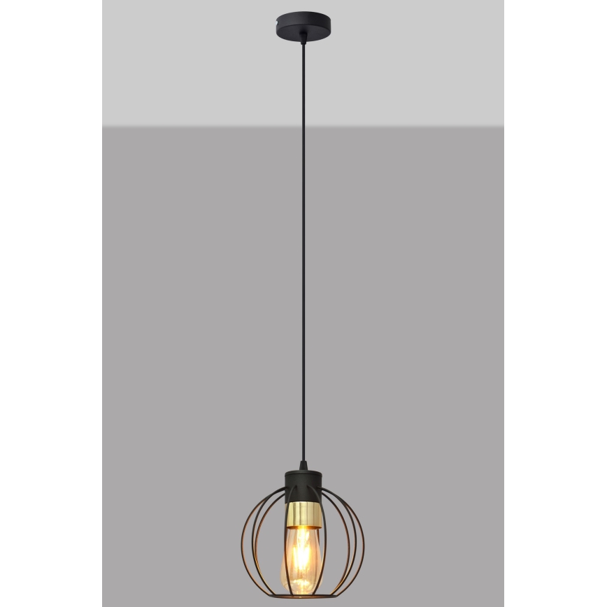 Lestenec na vrvici STARLIGHT 1xE27/15W/230V črn/zlata