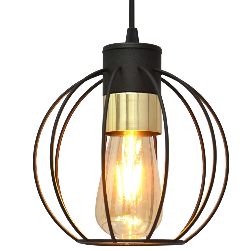 Lestenec na vrvici STARLIGHT 1xE27/15W/230V črn/zlata
