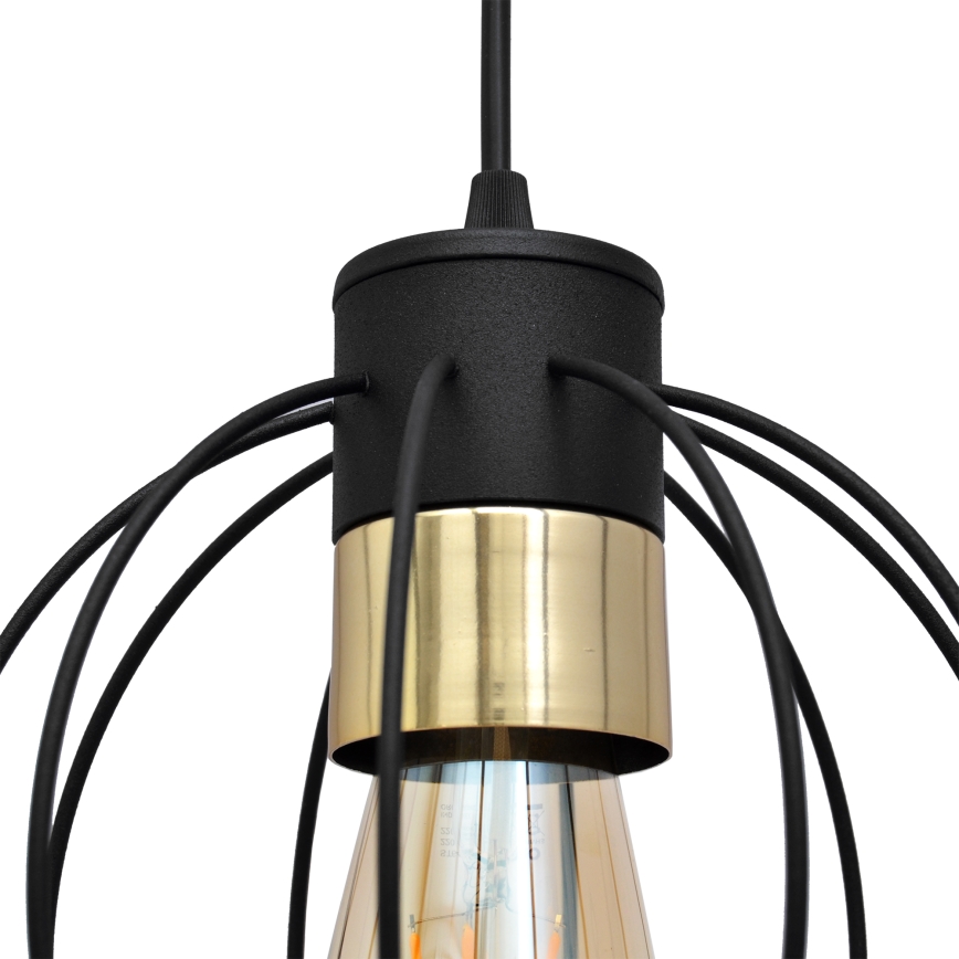 Lestenec na vrvici STARLIGHT 1xE27/15W/230V črn/zlata