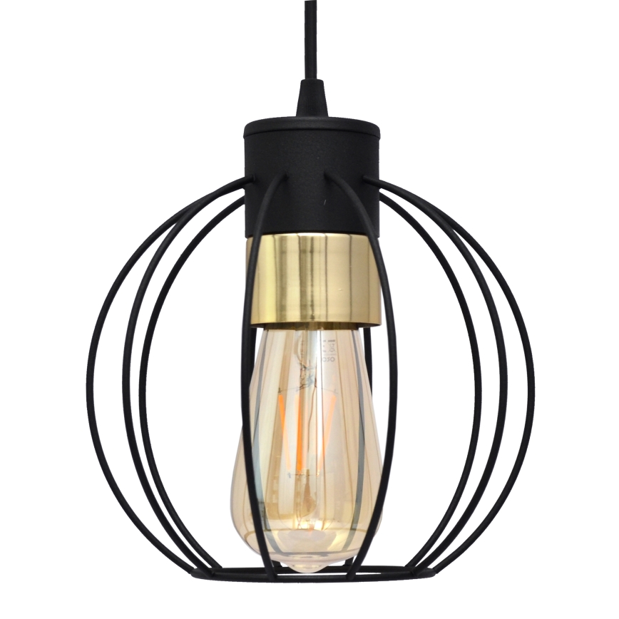 Lestenec na vrvici STARLIGHT 1xE27/15W/230V črn/zlata