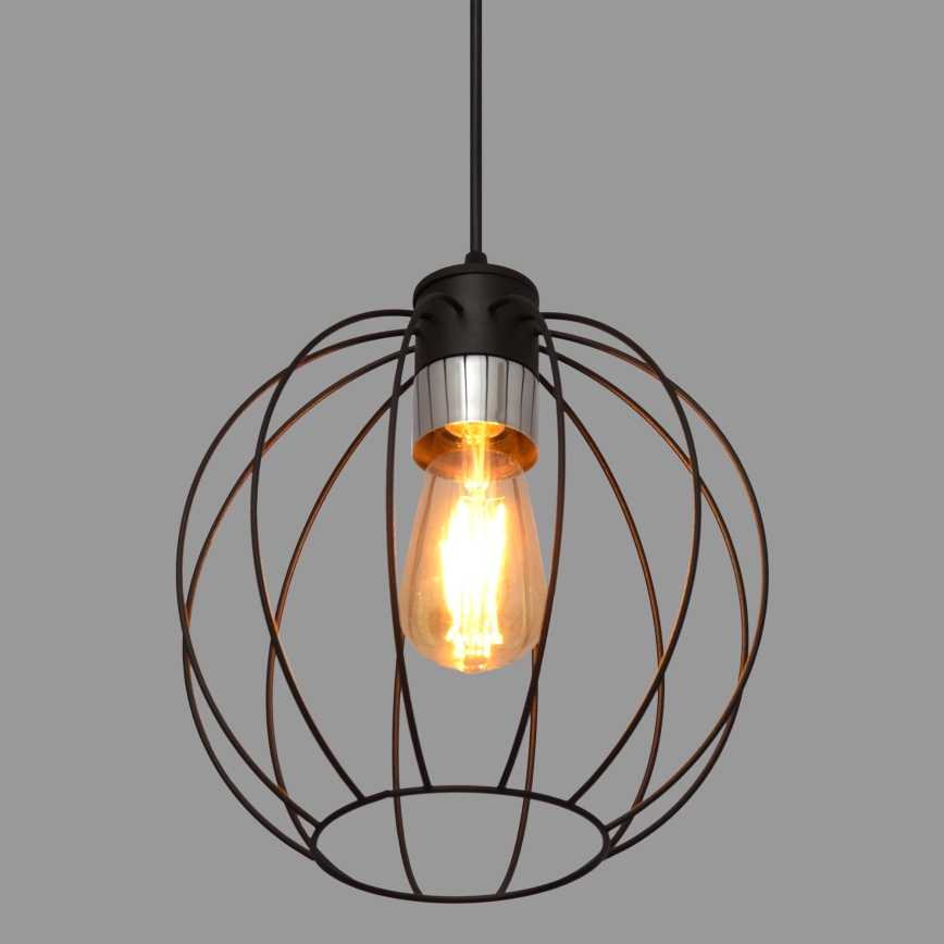 Lestenec na vrvici STARLIGHT 1xE27/15W/230V črna/srebrna