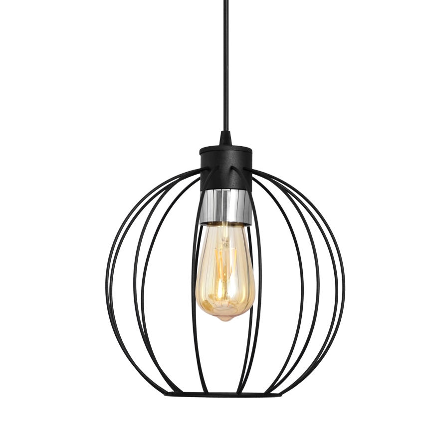 Lestenec na vrvici STARLIGHT 1xE27/15W/230V črna/srebrna