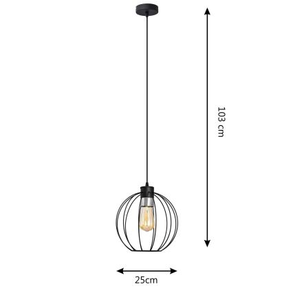 Lestenec na vrvici STARLIGHT 1xE27/15W/230V črna/srebrna