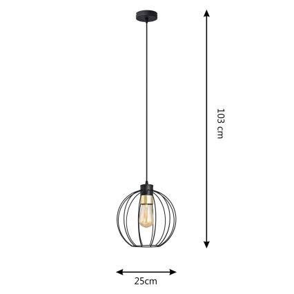 Lestenec na vrvici STARLIGHT 1xE27/15W/230V črna/zlata