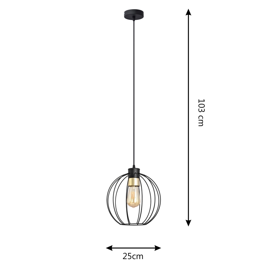 Lestenec na vrvici STARLIGHT 1xE27/15W/230V črna/zlata