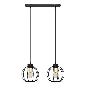 Lestenec na vrvici STARLIGHT 2xE27/15W/230V črn/zlata