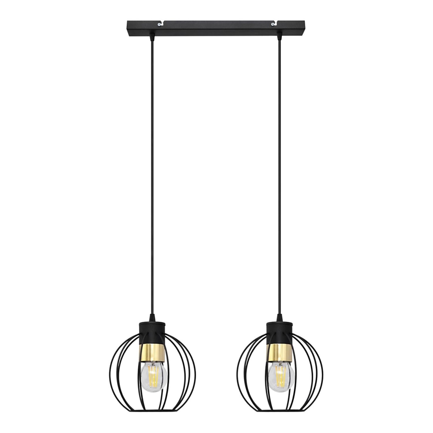 Lestenec na vrvici STARLIGHT 2xE27/15W/230V črn/zlata
