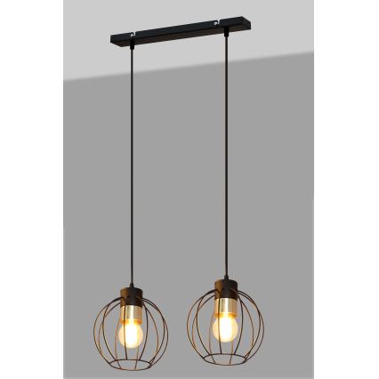 Lestenec na vrvici STARLIGHT 2xE27/15W/230V črn/zlata