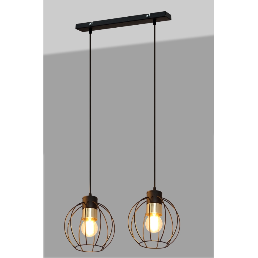 Lestenec na vrvici STARLIGHT 2xE27/15W/230V črn/zlata