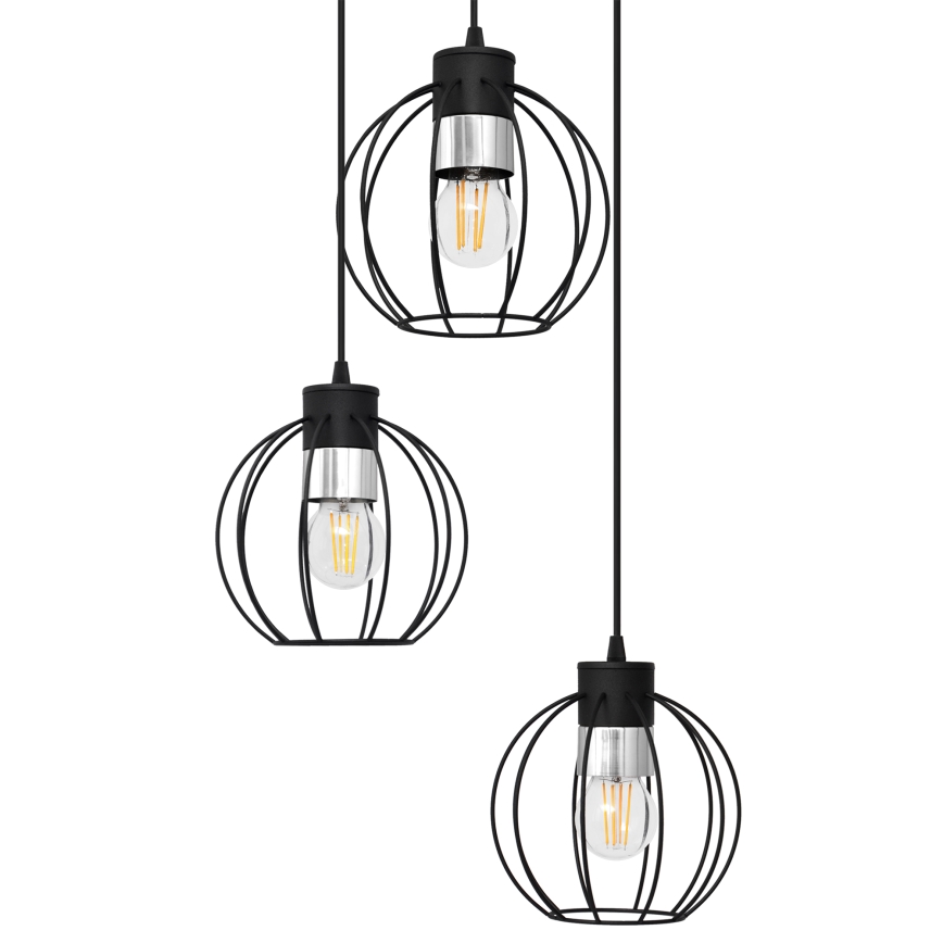 Lestenec na vrvici STARLIGHT 3xE27/15W/230V črna/srebrna