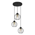 Lestenec na vrvici STARLIGHT 3xE27/15W/230V črna/zlata