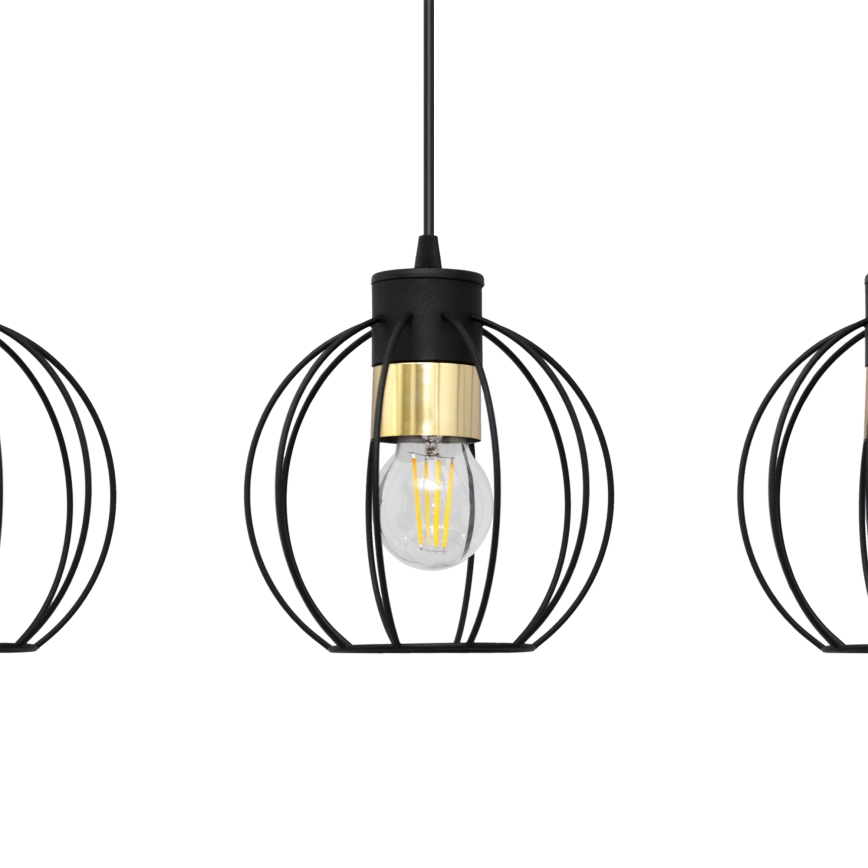 Lestenec na vrvici STARLIGHT 3xE27/15W/230V črna/zlata