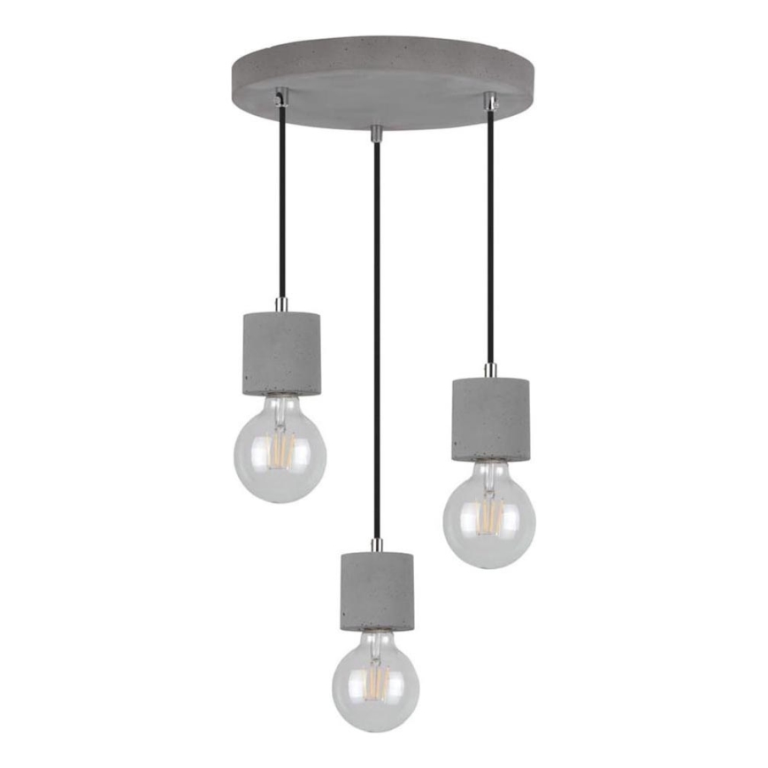 Lestenec na vrvici STRONG 3xE27/60W/230V beton