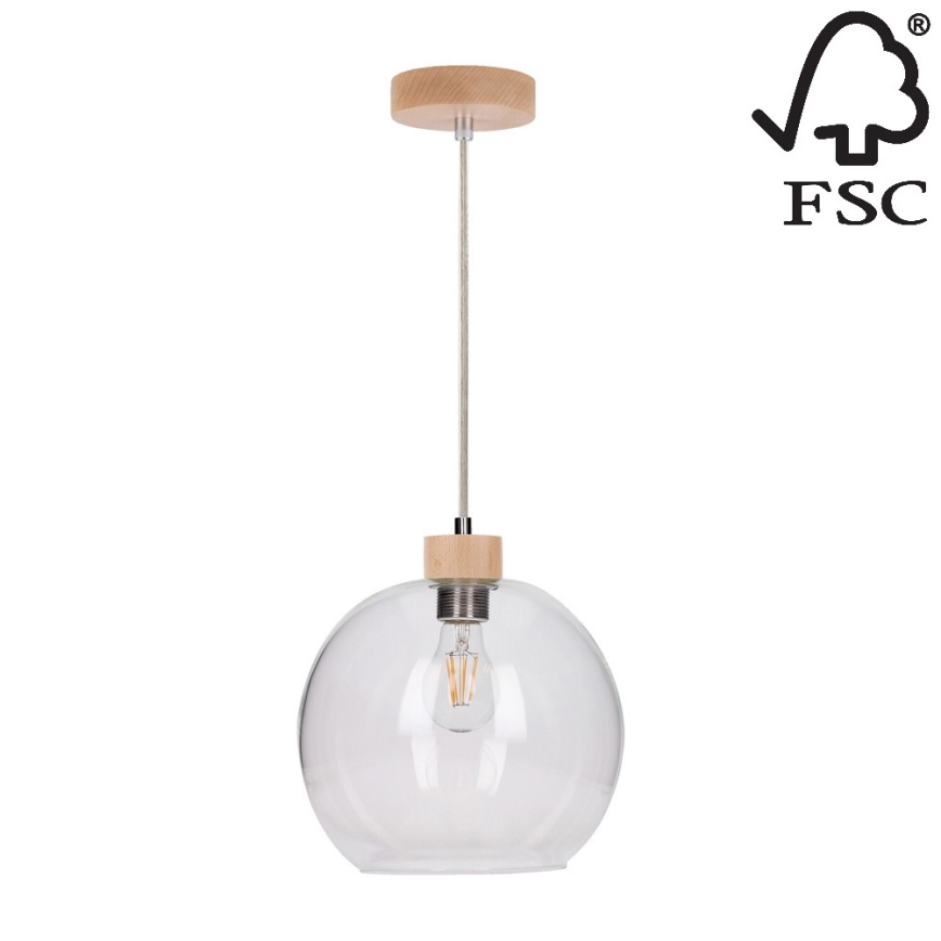 Lestenec na vrvici SVEA 1xE27/60W/230V breza - FSC certifikat