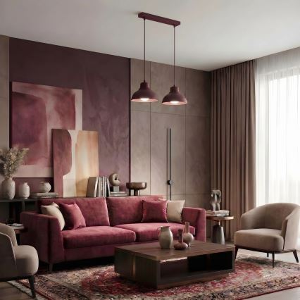 Lestenec na vrvici SVEN 2xE27/15W/230V bordo