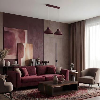 Lestenec na vrvici SVEN 2xE27/15W/230V bordo
