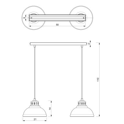 Lestenec na vrvici SVEN 2xE27/15W/230V bordo