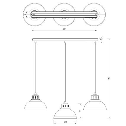 Lestenec na vrvici SVEN 3xE27/15W/230V bela