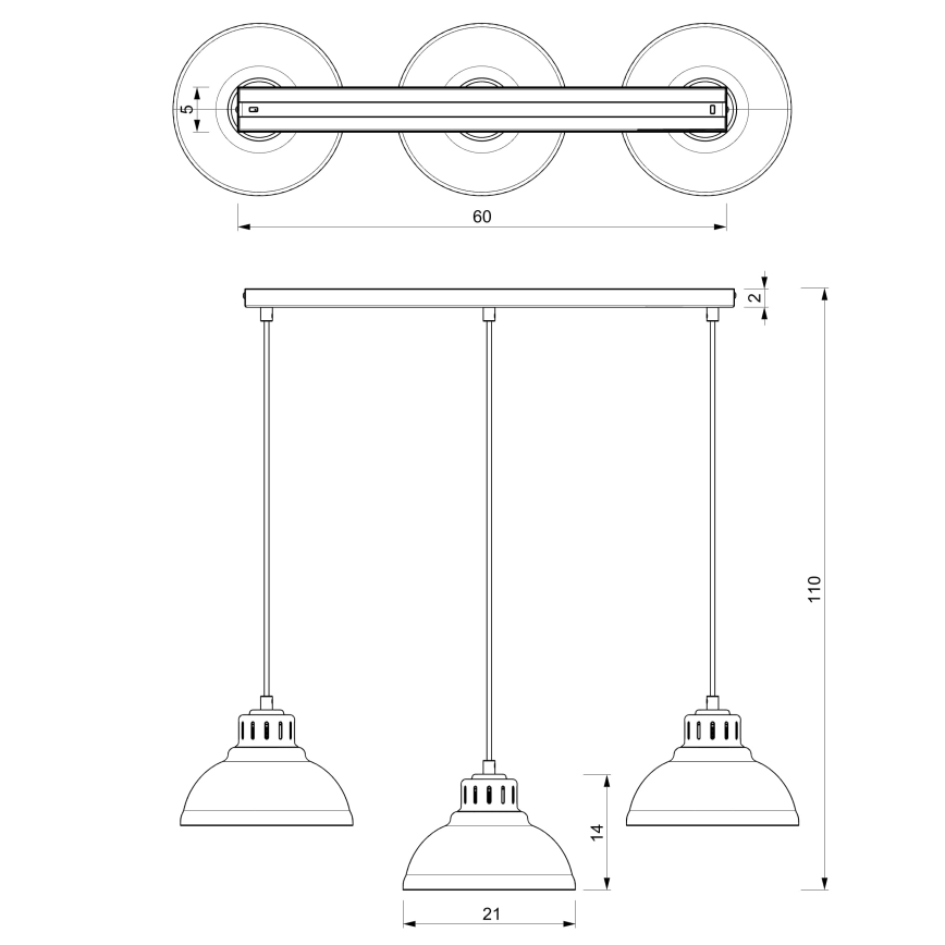 Lestenec na vrvici SVEN 3xE27/15W/230V bela